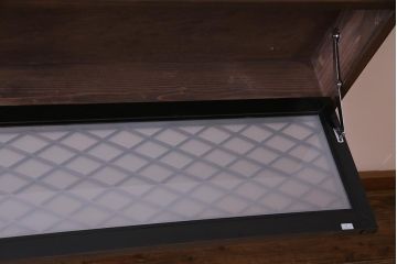 ラフジュ工房オリジナル　欄間リメイク　片面ガラス　組子　横長　味わい深い佇まい壁付け照明(ウォールランプ)(R-037625)
