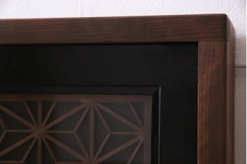 ラフジュ工房オリジナル　欄間リメイク　両面ガラス　横長　凝ったデザインの組子がおしゃれな壁付け照明(ウォールランプ)(R-037626)