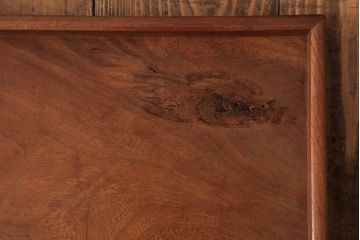 アンティーク雑貨　古民具　総ケヤキ材　美しい杢目が楽しめるお盆2枚セット(トレー、角盆)(R-037631)