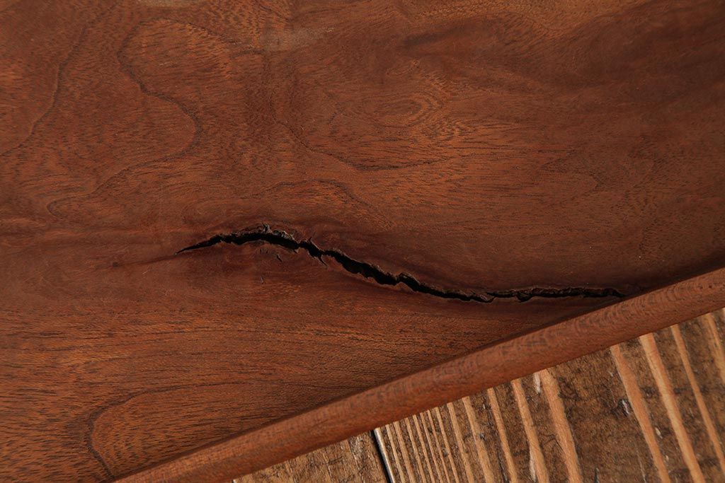 アンティーク雑貨　古民具　総ケヤキ材　美しい杢目が楽しめるお盆2枚セット(トレー、角盆)(R-037631)