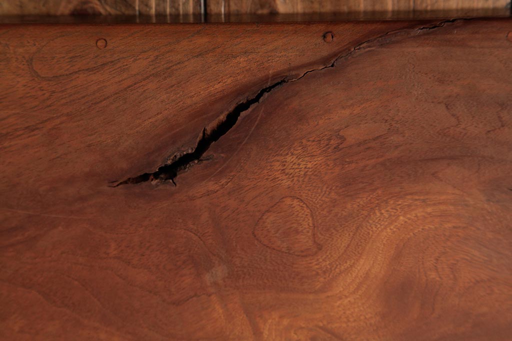 アンティーク雑貨　古民具　総ケヤキ材　美しい杢目が楽しめるお盆2枚セット(トレー、角盆)(R-037631)