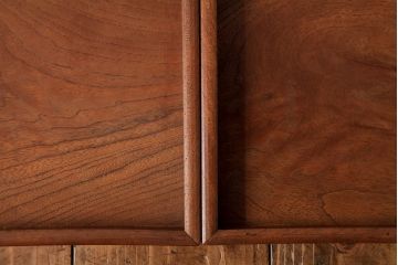 アンティーク雑貨　古民具　総ケヤキ材　美しい杢目が楽しめるお盆2枚セット(トレー、角盆)(R-037632)