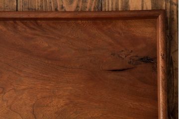 アンティーク雑貨　古民具　総ケヤキ材　美しい杢目が楽しめるお盆2枚セット(トレー、角盆)(R-037632)