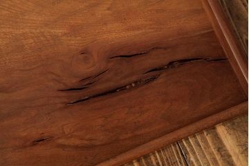 アンティーク雑貨　古民具　総ケヤキ材　美しい杢目が楽しめるお盆2枚セット(トレー、角盆)(R-037632)