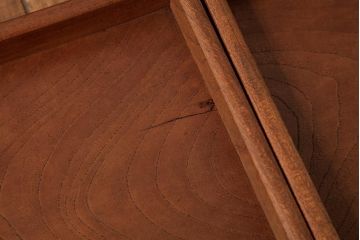 アンティーク雑貨　古民具　総ケヤキ材　美しい杢目が楽しめるお盆2枚セット(トレー、角盆)(R-037632)