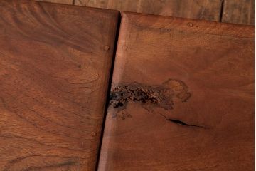 アンティーク雑貨　古民具　総ケヤキ材　美しい杢目が楽しめるお盆2枚セット(トレー、角盆)(R-037632)