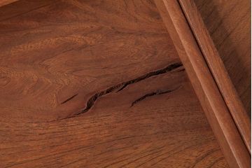 アンティーク雑貨　古民具　総ケヤキ材　美しい杢目が楽しめるお盆2枚セット(トレー、角盆)(R-037633)