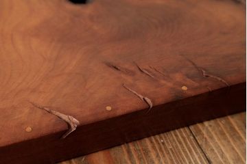 アンティーク雑貨　古民具　総ケヤキ材　美しい杢目が楽しめるお盆2枚セット(トレー、角盆)(R-037633)