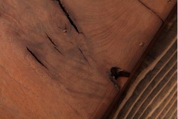 アンティーク雑貨　古民具　総ケヤキ材　美しい杢目が楽しめるお盆2枚セット(トレー、角盆)(R-037634)