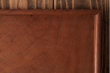 アンティーク雑貨　古民具　総ケヤキ材　美しい杢目が楽しめるお盆2枚セット(トレー、角盆)(R-037635)