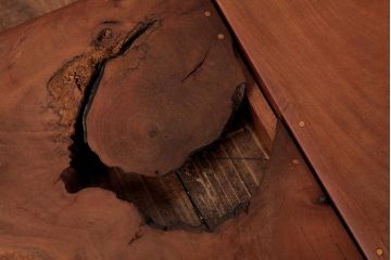 アンティーク雑貨　古民具　総ケヤキ材　美しい杢目が楽しめるお盆2枚セット(トレー、角盆)(R-037635)