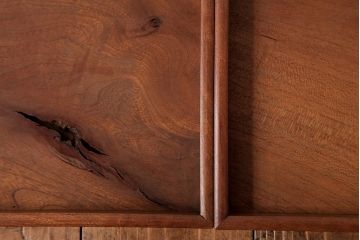 アンティーク雑貨　古民具　総ケヤキ材　美しい杢目が楽しめるお盆2枚セット(トレー、角盆)(R-037636)