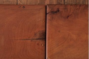 アンティーク雑貨　古民具　総ケヤキ材　美しい杢目が楽しめるお盆2枚セット(トレー、角盆)(R-037636)