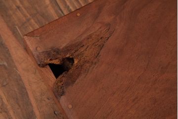 アンティーク雑貨　古民具　総ケヤキ材　美しい杢目が楽しめるお盆2枚セット(トレー、角盆)(R-037636)