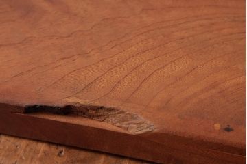 アンティーク雑貨　古民具　総ケヤキ材　美しい杢目が楽しめるお盆2枚セット(トレー、角盆)(R-037636)