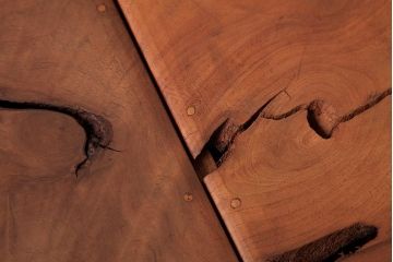 アンティーク雑貨　古民具　総ケヤキ材　美しい杢目が楽しめるお盆2枚セット(トレー、角盆)(R-037637)