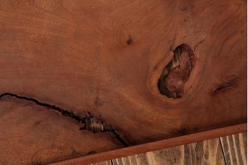 アンティーク雑貨　古民具　総ケヤキ材　美しい杢目が楽しめるお盆2枚セット(トレー、角盆)(R-037638)