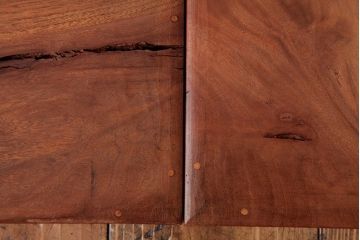 アンティーク雑貨　古民具　総ケヤキ材　美しい杢目が楽しめるお盆2枚セット(トレー、角盆)(R-037638)