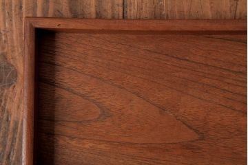 アンティーク雑貨　古民具　総ケヤキ材　美しい杢目が楽しめるお盆2枚セット(トレー、角盆)(R-037639)