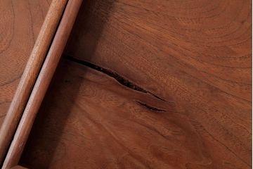 アンティーク雑貨　古民具　総ケヤキ材　美しい杢目が楽しめるお盆2枚セット(トレー、角盆)(R-037639)