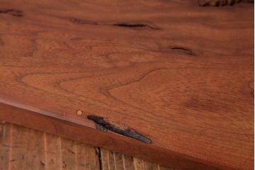 アンティーク雑貨　古民具　総ケヤキ材　美しい杢目が楽しめるお盆2枚セット(トレー、角盆)(R-037639)