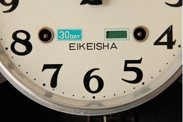 レトロ雑貨　栄計舎(EIKEISHA)　手巻き式　30DAY　レトロシックなペイント柱時計(振り子時計、壁掛け時計)(R-037640)