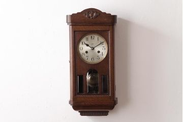 アンティーク雑貨　ドイツ　キンツレ(KIENZLE)　シックな佇まいの手巻き式振り子時計(柱時計、掛け時計、古時計)(R-037641)