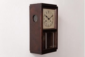 アンティーク雑貨　ドイツ　キンツレ(KIENZLE)　シンプルモダンな手巻き式振り子時計(柱時計、掛け時計、古時計)(R-037643)