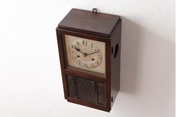 アンティーク雑貨　ドイツ　キンツレ(KIENZLE)　シンプルモダンな手巻き式振り子時計(柱時計、掛け時計、古時計)(R-037643)