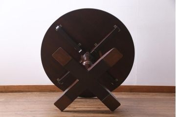 中古　松本民芸家具　D型ペディスタイル卓　洗練された佇まいのラウンドテーブル(ダイニングテーブル)(定価約22万5千円)(R-037644)