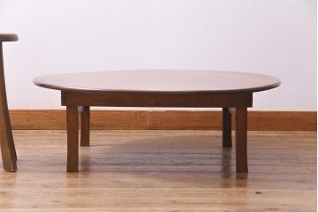 アンティーク家具　昭和レトロ　栓材　懐かしい雰囲気の丸ちゃぶ台(ローテーブル、座卓)(R-037649)