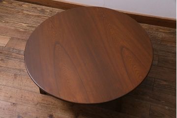 アンティーク家具　昭和レトロ　栓材　懐かしい雰囲気の丸ちゃぶ台(ローテーブル、座卓)(R-037649)