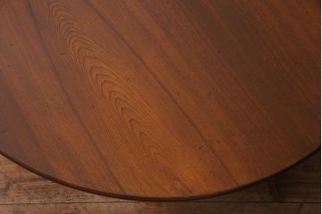 アンティーク家具　昭和レトロ　栓材　懐かしい雰囲気の丸ちゃぶ台(ローテーブル、座卓)(R-037649)