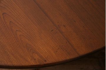 アンティーク家具　昭和レトロ　栓材　懐かしい雰囲気の丸ちゃぶ台(ローテーブル、座卓)(R-037649)