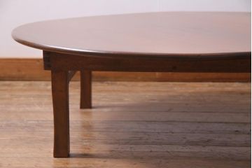 アンティーク家具　昭和レトロ　栓材　懐かしい雰囲気の丸ちゃぶ台(ローテーブル、座卓)(R-037649)