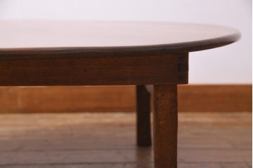 アンティーク家具　昭和レトロ　栓材　懐かしい雰囲気の丸ちゃぶ台(ローテーブル、座卓)(R-037649)