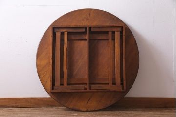 アンティーク家具　昭和レトロ　栓材　懐かしい雰囲気の丸ちゃぶ台(ローテーブル、座卓)(R-037649)