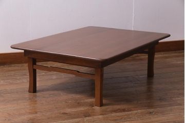 アンティーク家具　和製アンティーク　昭和初期　栓材　ぬくもりを感じるレトロな角ちゃぶ台(座卓、ローテーブル、花台)(R-037650)