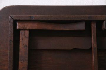アンティーク家具　和製アンティーク　昭和初期　栓材　素朴なぬくもりが魅力のレトロな角ちゃぶ台(座卓、ローテーブル、花台)(R-037651)