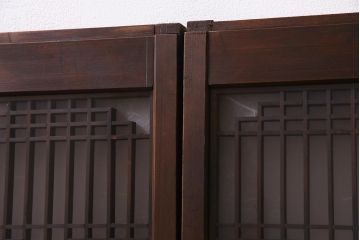 ラフジュ工房オリジナル　アンティーク建具リメイク　和の風情漂う重ね戸棚(書院戸、組子、キャビネット)(R-037653)