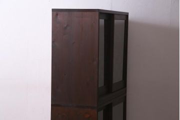 ラフジュ工房オリジナル　アンティーク建具リメイク　和の風情漂う重ね戸棚(書院戸、組子、キャビネット)(R-037653)