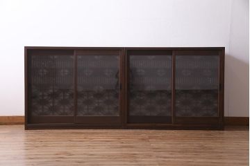 ラフジュ工房オリジナル　アンティーク建具リメイク　和の風情漂う重ね戸棚(書院戸、組子、キャビネット)(R-037653)
