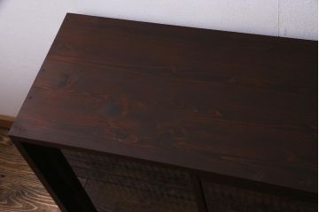 ラフジュ工房オリジナル　アンティーク建具リメイク　和の風情漂う重ね戸棚(書院戸、組子、キャビネット)(R-037653)