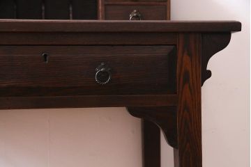 アンティーク家具　イギリスアンティーク　オーク材　クラシカルな雰囲気が魅力のワークデスク(作業台、在宅ワーク、在宅用)(R-037656)