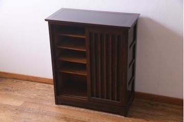 中古　松本民芸家具　落ち着いた佇まいのC型下駄箱(収納棚)(定価約23万5千円)(R-037657)