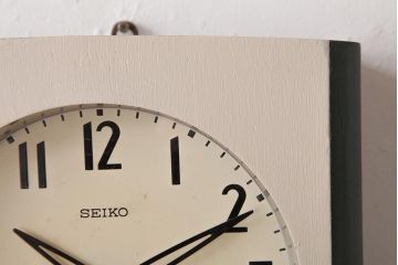 昭和レトロ雑貨　セイコー(SEIKO)　手巻き式　21DAY　レトロなツートンカラーのペイント柱時計(掛け時計、振り子時計)(R-037662)