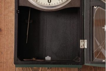 昭和レトロ雑貨　セイコー(SEIKO)　手巻き式　21DAY　レトロなツートンカラーのペイント柱時計(掛け時計、振り子時計)(R-037662)