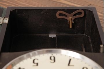 昭和レトロ雑貨　セイコー(SEIKO)　手巻き式　21DAY　レトロなツートンカラーのペイント柱時計(掛け時計、振り子時計)(R-037662)