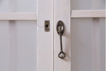 アンティーク家具　昭和初期　すりガラス　ナチュラルインテリアにぴったりなペイントガラス戸2枚セット(引き戸、建具)(R-037671)