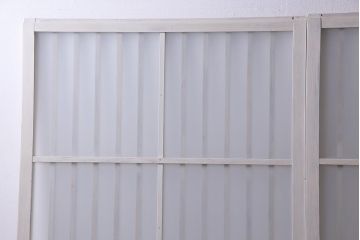 アンティーク家具　昭和初期　すりガラス　ナチュラルインテリアにぴったりなペイントガラス戸2枚セット(引き戸、建具)(R-037671)